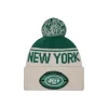 New York Jets Hats | Men^Men's New Era Stone NFL Sideline Historic Cuffed Knit Hat With Pom