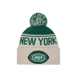 New York Jets Hats | Men^Men's New Era Stone NFL Sideline Historic Cuffed Knit Hat With Pom