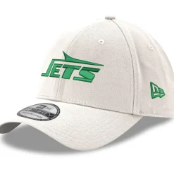 New York Jets Flex^Men's New Era White Throwback Wordmark Iced II 39THIRTY Flex Hat