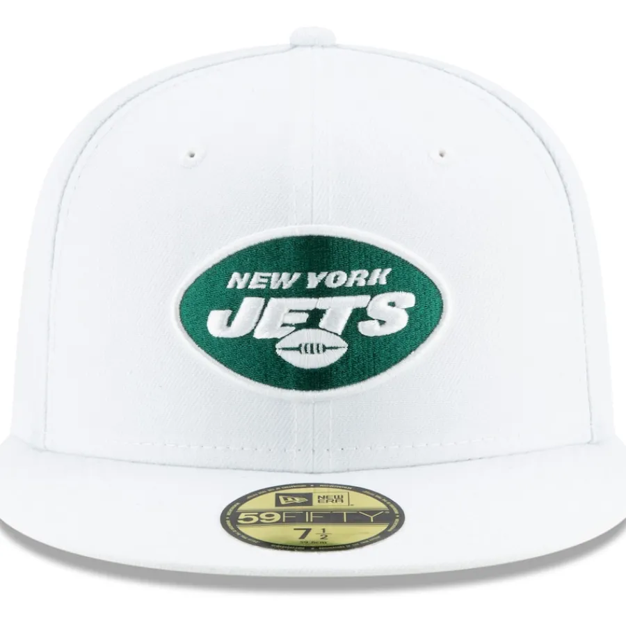 New York Jets Hats | Men^Men's New Era White Omaha 59FIFTY Fitted Hat