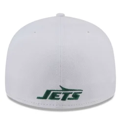 New York Jets Fitted^Men's New Era White Wordmark Omaha Low Profile 59FIFTY Fitted Hat