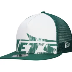 New York Jets Snapback^Men's New Era White/Green Distressed 9FIFTY A-Frame Snapback Hat