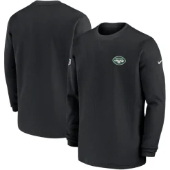 New York Jets Long Sleeved^Men's Nike Black 2023 Sideline Throwback Heavy Brushed Waffle Long Sleeve Top