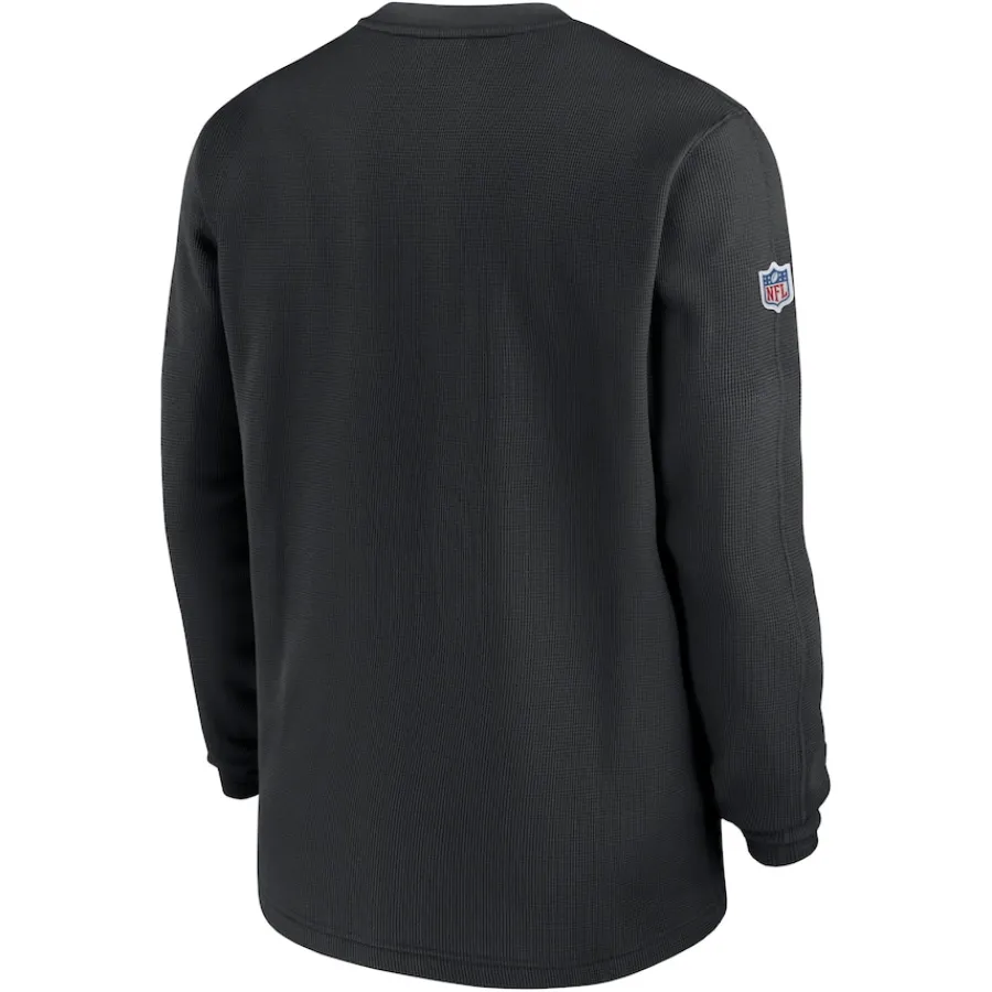 New York Jets Long Sleeved^Men's Nike Black 2023 Sideline Throwback Heavy Brushed Waffle Long Sleeve Top