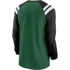 New York Jets Long Sleeved^Men's Nike Green/Black Classic Arc Raglan Tri-Blend Long Sleeve T-Shirt