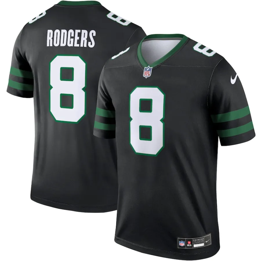 New York Jets Jerseys | Men^Men's Nike Aaron Rodgers Black Alternate Legend Player Performance Top