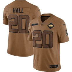 New York Jets Nike Limited^Men's Nike Breece Hall Brown Salute To Service Limited Jersey