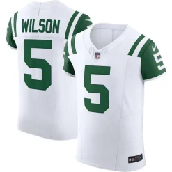 New York Jets Nike Elite^Men's Nike Garrett Wilson White Classic Alternate Vapor F.U.S.E. Elite Jersey
