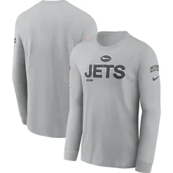 New York Jets T-Shirts | Men^Men's Nike Gray 2024 Salute To Service Long Sleeve T-Shirt