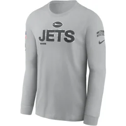 New York Jets T-Shirts | Men^Men's Nike Gray 2024 Salute To Service Long Sleeve T-Shirt