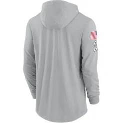 New York Jets T-Shirts | Men^Men's Nike Gray 2024 Salute To Service Lightweight Performance Long Sleeve Hooded T-Shirt