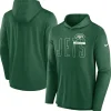 New York Jets Long Sleeved^Men's Nike Green Lightweight Performance Hooded Long Sleeve T-Shirt