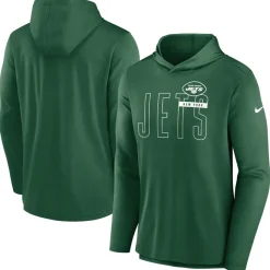 New York Jets Long Sleeved^Men's Nike Green Lightweight Performance Hooded Long Sleeve T-Shirt