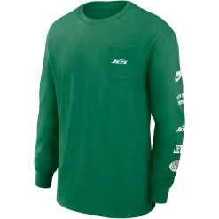 New York Jets Long Sleeved^Men's Nike Green Rewind Heavy Max 90 Pocket Long Sleeve T-Shirt