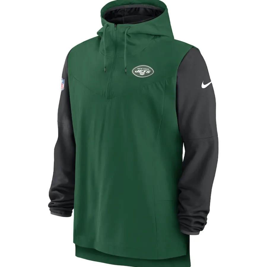 New York Jets Jackets | Sweatshirts & Fleece^Men's Nike Green/Black Sideline Player Quarter-Zip Hoodie