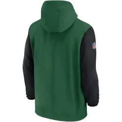 New York Jets Jackets | Sweatshirts & Fleece^Men's Nike Green/Black 2024/25 Sideline Pre-Game Player 1/2-Zip Hoodie Jacket