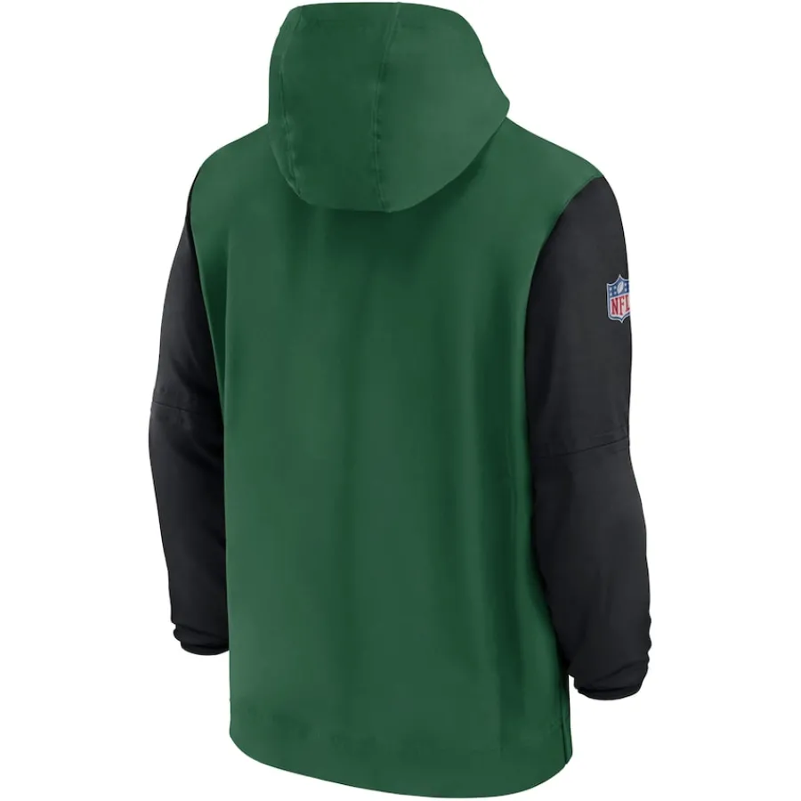 New York Jets Jackets | Sweatshirts & Fleece^Men's Nike Green/Black 2024/25 Sideline Pre-Game Player 1/2-Zip Hoodie Jacket