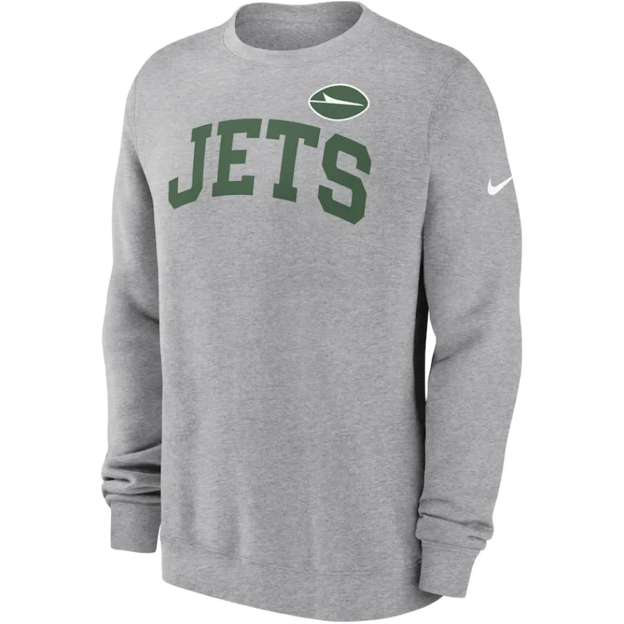 New York Jets Sweatshirts & Fleece | Men^Men's Nike Heather Gray Club Pullover Sweatshirt