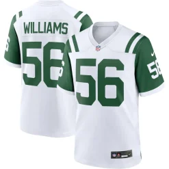 New York Jets Nike Game^Men's Nike Quincy Williams White Classic Alternate Player Game Jersey