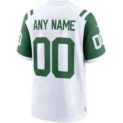 New York Jets Nike Game^Men's Nike White Classic Alternate Custom Replica Jersey