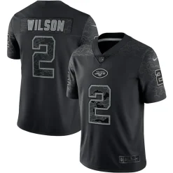 New York Jets Nike Limited^Men's Nike Zach Wilson Black RFLCTV Limited Jersey