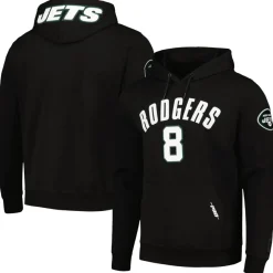 New York Jets Sweatshirts & Fleece | Men^Men's Pro Standard Aaron Rodgers Black Player Name & Number Pullover Hoodie