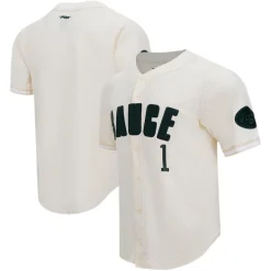 New York Jets Sweaters & Dress Shirts^Men's Pro Standard Ahmad Sauce Gardner Cream Name & Number Triple Tonal Button-Up Baseball Jersey