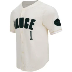 New York Jets Sweaters & Dress Shirts^Men's Pro Standard Ahmad Sauce Gardner Cream Name & Number Triple Tonal Button-Up Baseball Jersey