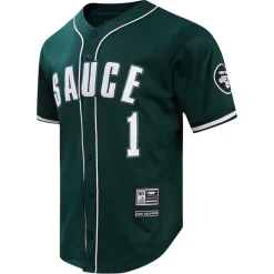 New York Jets Sweaters & Dress Shirts^Men's Pro Standard Ahmad Sauce Gardner Green Mesh Button-Up Baseball Jersey
