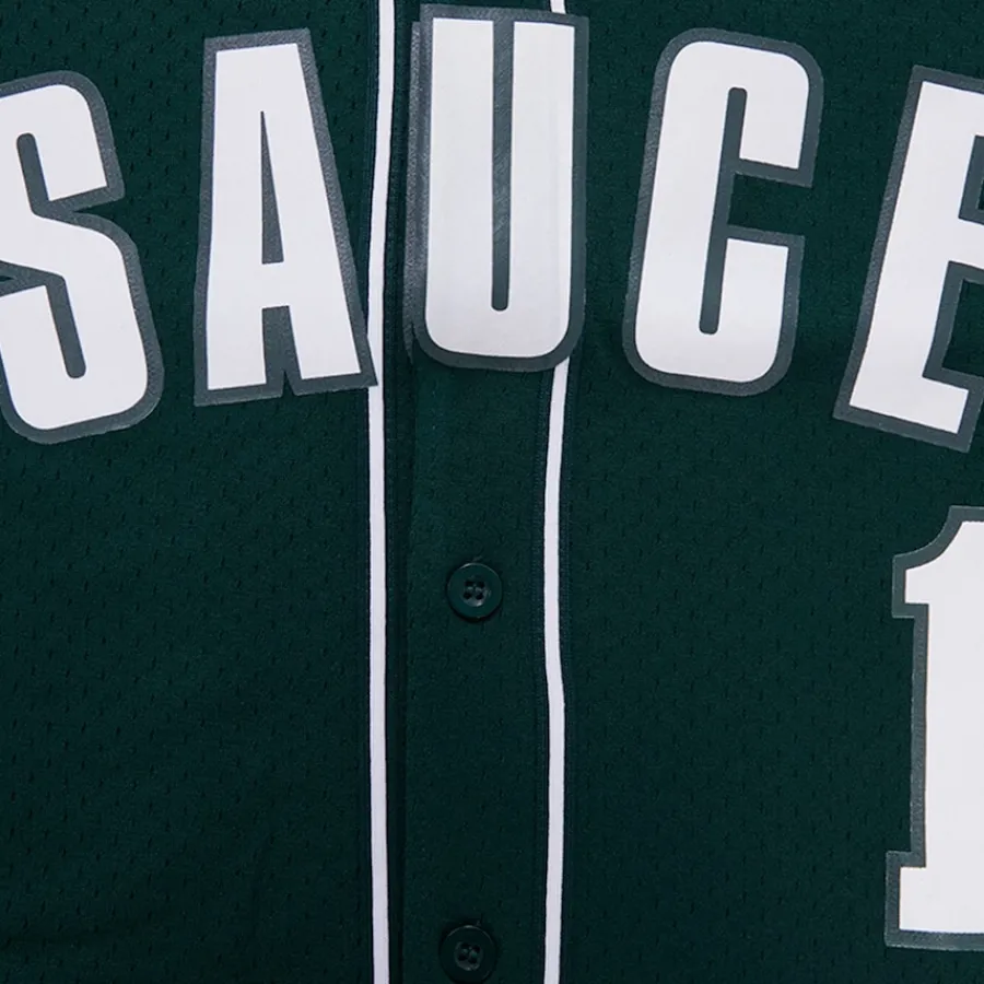 New York Jets Sweaters & Dress Shirts^Men's Pro Standard Ahmad Sauce Gardner Green Mesh Button-Up Baseball Jersey