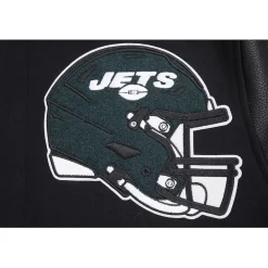 New York Jets Jackets^Men's Pro Standard Black Mash Up Full-Zip Varsity Jacket
