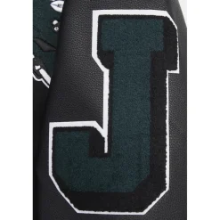 New York Jets Jackets^Men's Pro Standard Black Mash Up Full-Zip Varsity Jacket