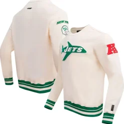 New York Jets Sweatshirts & Fleece | Men^Men's Pro Standard Cream Retro Classics Fleece Pullover Sweatshirt