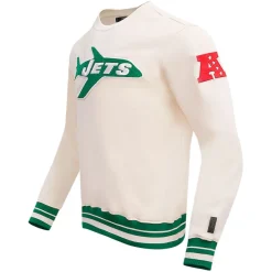 New York Jets Sweatshirts & Fleece | Men^Men's Pro Standard Cream Retro Classics Fleece Pullover Sweatshirt