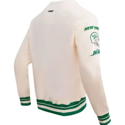 New York Jets Sweatshirts & Fleece | Men^Men's Pro Standard Cream Retro Classics Fleece Pullover Sweatshirt