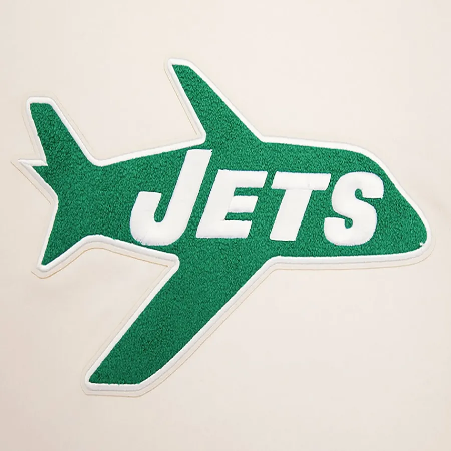 New York Jets Sweatshirts & Fleece | Men^Men's Pro Standard Cream Retro Classics Fleece Pullover Sweatshirt