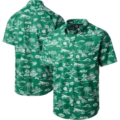 New York Jets Polos^Men's Reyn Spooner Green Throwback Pua Performance Polo