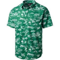 New York Jets Polos^Men's Reyn Spooner Green Throwback Pua Performance Polo