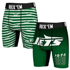New York Jets Underwear & Sleepwear | Underwear & Sleepwear^Men's Rock Em Socks Green Two-Pack Mascot Slogan Boxer Briefs