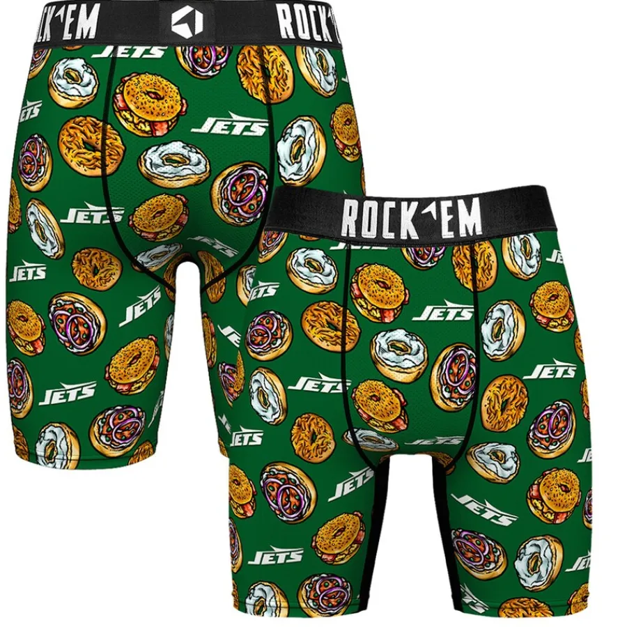 New York Jets Underwear & Sleepwear^Men's Rock Em Socks Green NY Style Bagel Boxer Briefs
