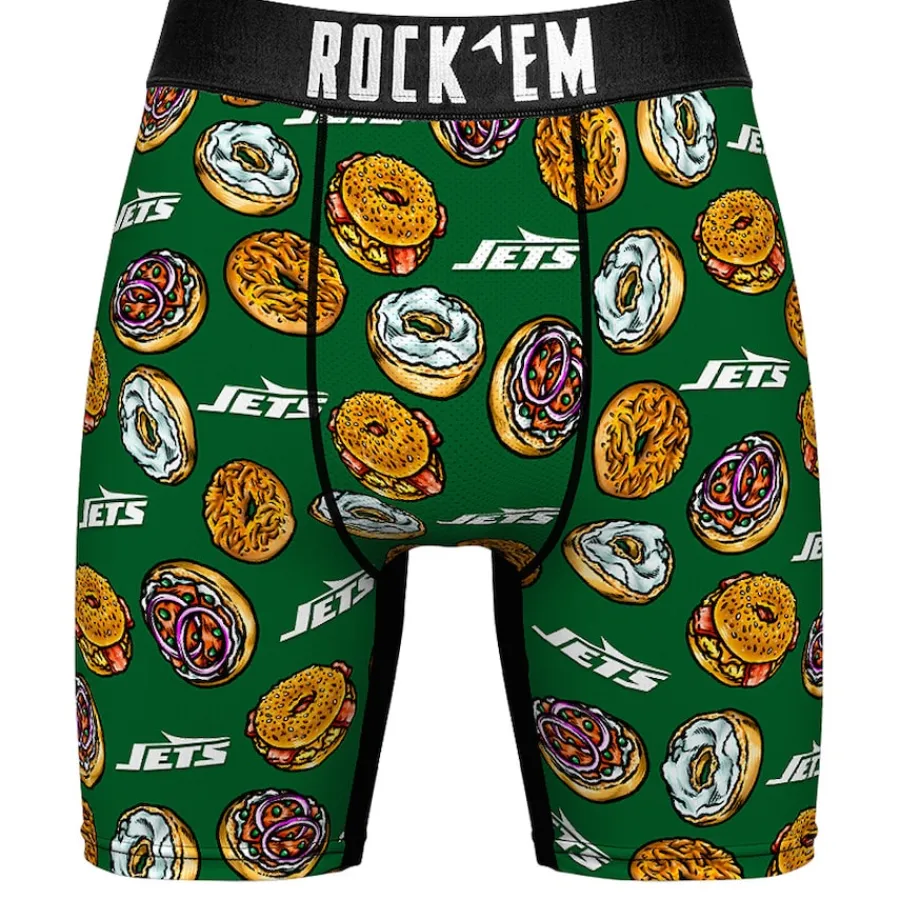 New York Jets Underwear & Sleepwear^Men's Rock Em Socks Green NY Style Bagel Boxer Briefs