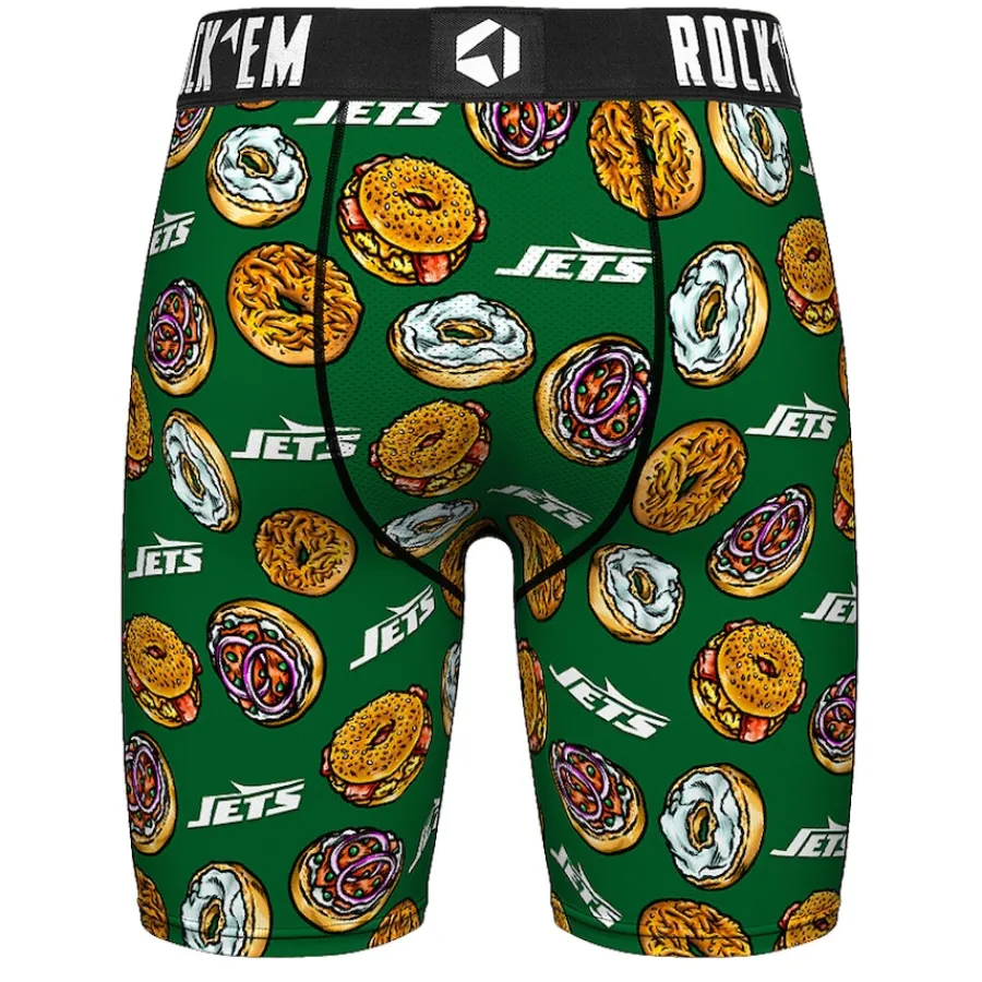 New York Jets Underwear & Sleepwear^Men's Rock Em Socks Green NY Style Bagel Boxer Briefs
