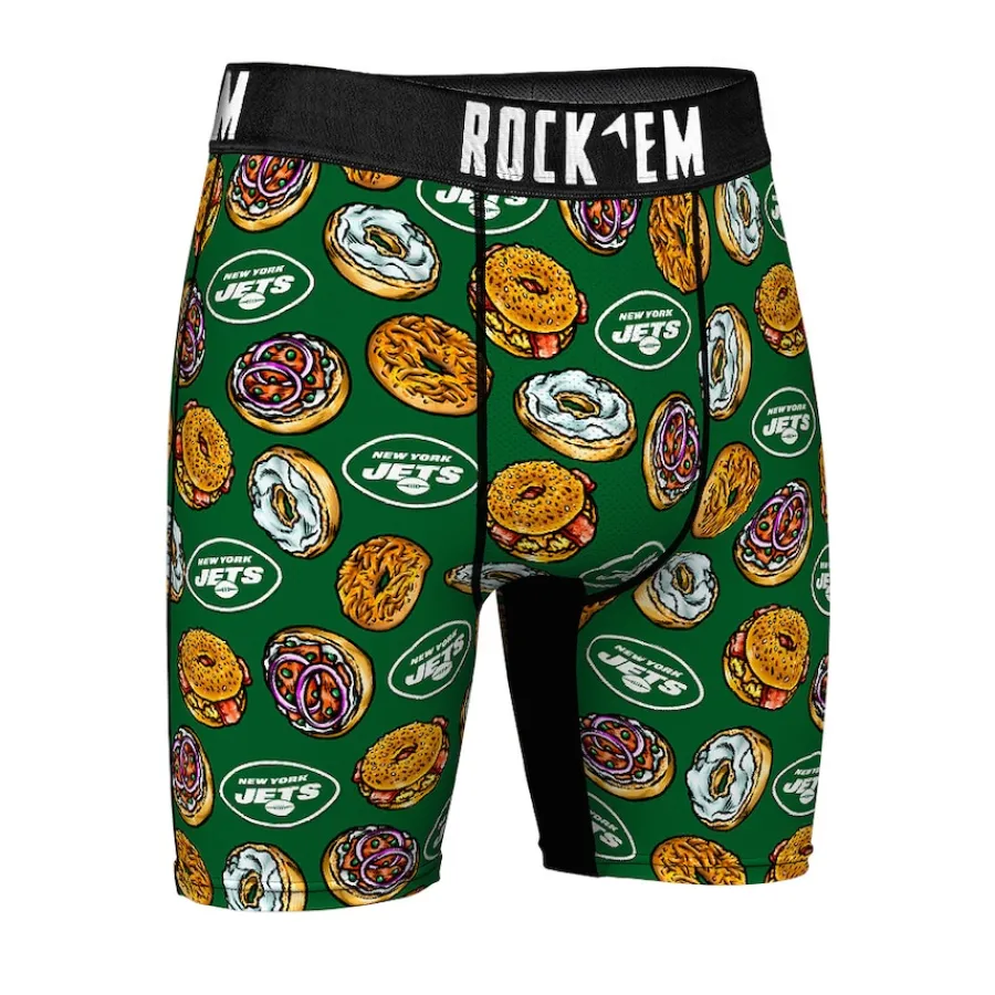 New York Jets Underwear & Sleepwear^Men's Rock Em Socks Green NY Style Bagel Boxer Briefs