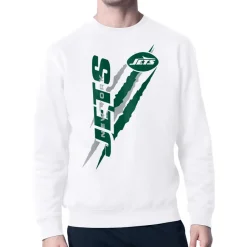 New York Jets Sweatshirts & Fleece | Men^Men's Starter White Color Scratch Team Graphic Fleece Pullover Sweatshirt