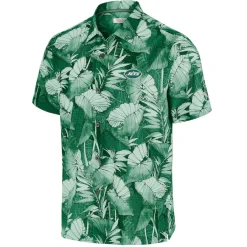 New York Jets Sweaters & Dress Shirts^Men's Tommy Bahama Green Bahama Coast Nuevo Fronds Camp Button-Up Shirt