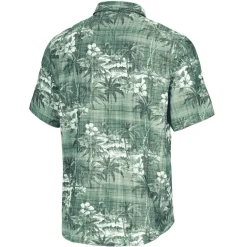 New York Jets Sweaters & Dress Shirts^Men's Tommy Bahama Green Coconut Point Isla Palmetta Camp Button-Up Shirt