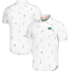 New York Jets Sweaters & Dress Shirts^Men's Tommy Bahama White Nova Wave Flocktail Button-Up Shirt