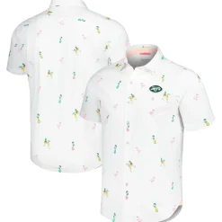 New York Jets Sweaters & Dress Shirts^Men's Tommy Bahama White Nova Wave Flocktail Button-Up Shirt