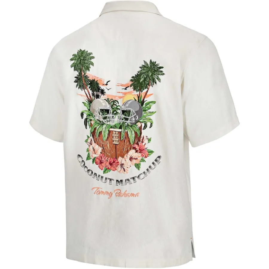New York Jets Sweaters & Dress Shirts^Men's Tommy Bahama White Coconut Matchup Camp Button-Up Shirt