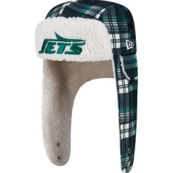 New York Jets Hats | Men^New Era Black Sideline Plaid Sherpa Trapper Hat